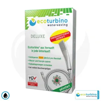 Showerhead DELUXE Shower SET 10 Legio | ecoturbino® ET10L Water-saving Adapter + Shower Hose + DESIGN Shower Head | silver