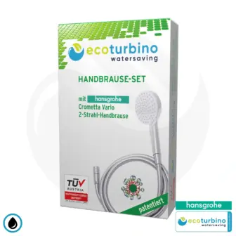 hansgrohe Crometta Vario, 2-jet SET + ecoturbino® 10 Legio | ET10L water-saving adapter + shower hose + shower head